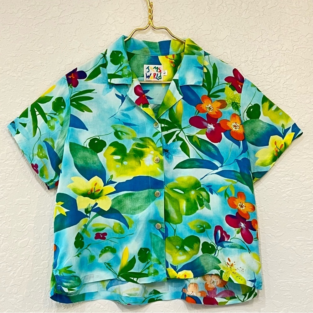 Jams World Vintage Hawaiian Floral Rayon Aloha Shirt Large